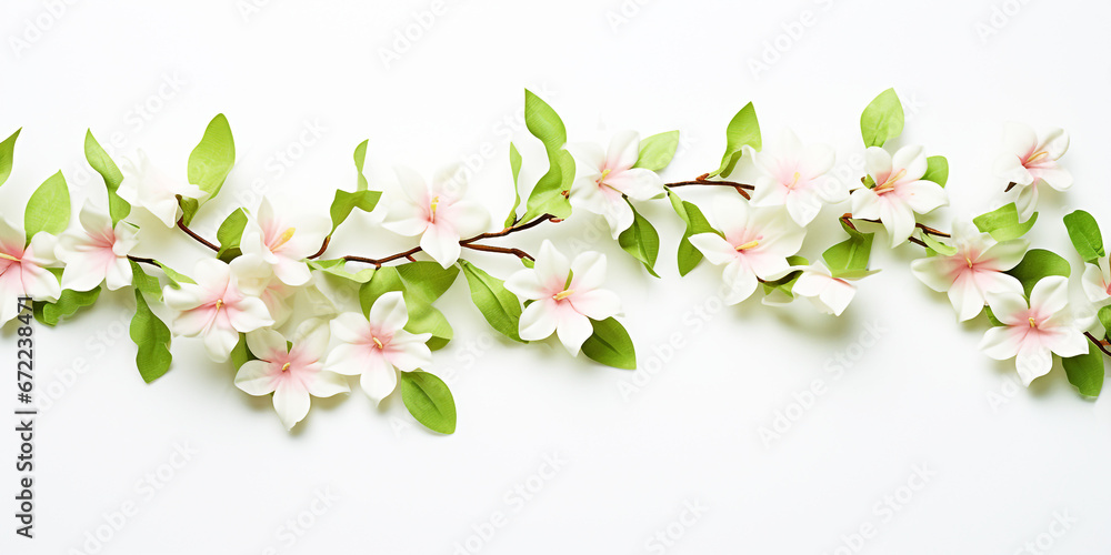 linked blossom on white background. Generative Ai.