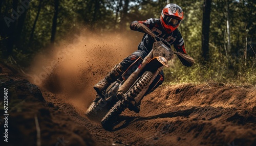 Photo of Man Riding Dirt Bike in Thrilling Off-Road Adventure