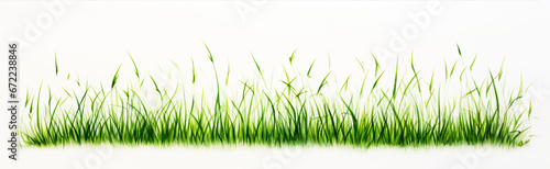 grass field drawn by green pen, white background. Generative Ai.