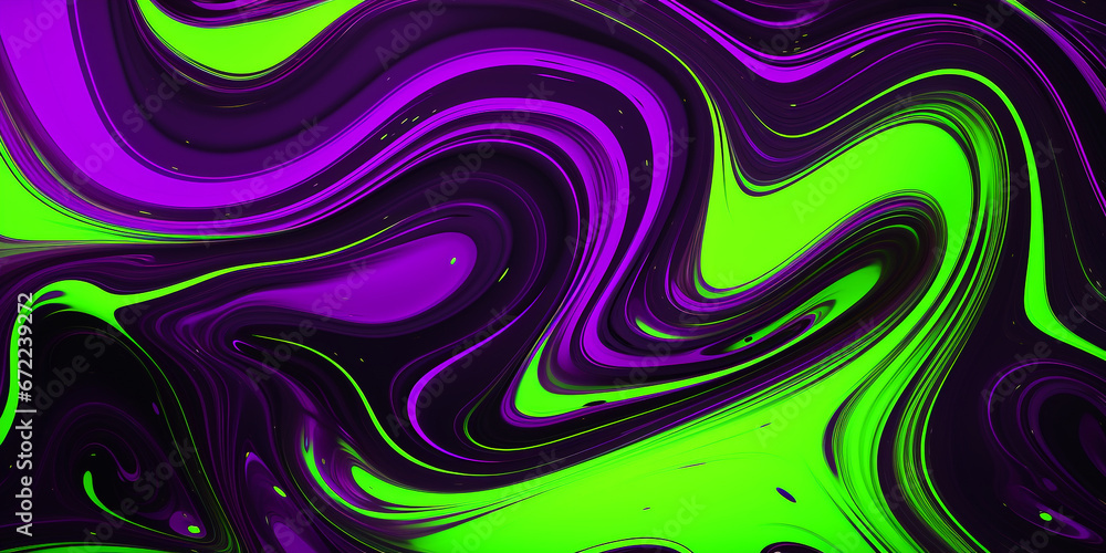 Fototapeta premium abstract liquid background. fluorescent purple and green. Generative Ai.