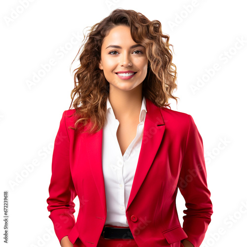 Empowered Professional: Isolated Woman in a Suit on a Transparent White Background, Featuring Different Occupations. 