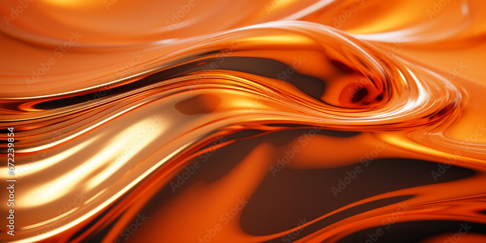wavy orange metal liquid texture background. Generative Ai.