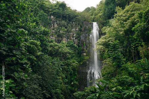 Wailua Falls on Maui, cascading 80 feet into the jungle photo