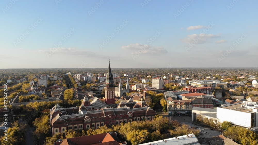 Subotica town hall and center of Subotica Serbia