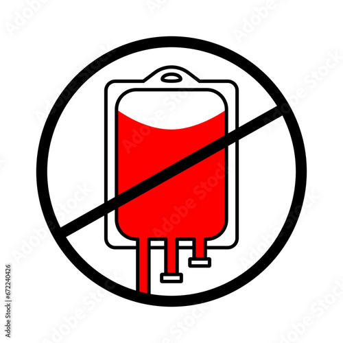 A label depicting the refusal of blood transfusion. Bloodless methods of treatment and surgery. Icon for keychain. Editable stroke
