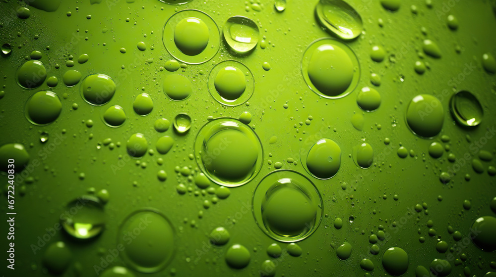 a close up of water droplets on a green bottle of soda.  generative ai