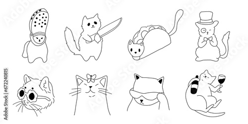 Canvas Print Cute cats created in colorful illustration style.