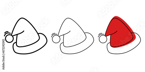 Christmas hat icon. Set of christmas hat icons on white background. Flat vector illustration.