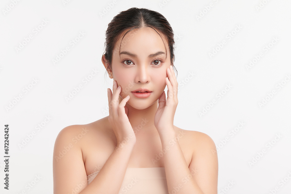 Beautiful young asian woman with clean fresh skin on white background, Face care, Facial treatment, Cosmetology, beauty and spa, Asian women portrait. Beautiful young asian woman with clean fresh skin on white background, Face care, Facial treatment, Cosmetology, beauty and spa, Asian women portrait.