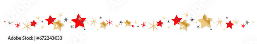 Fotografia Frise étoiles rouges et or / Fond transparent