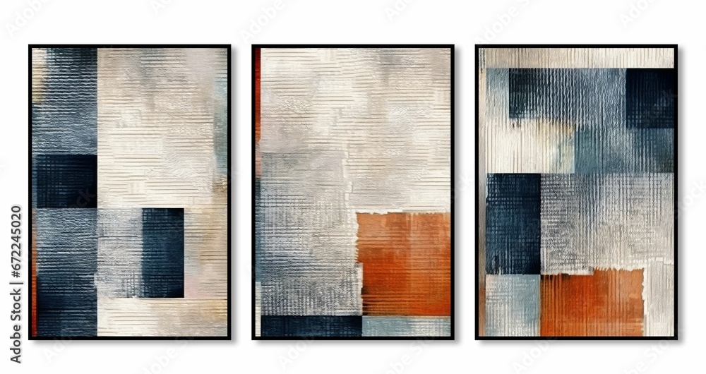 Fototapeta premium AI generated illustration of a variety of three abstract vibrant painting designs