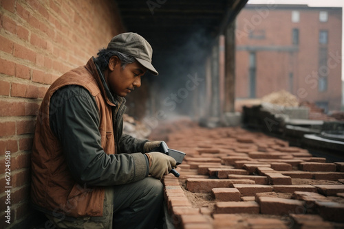 Man working in a brick yard