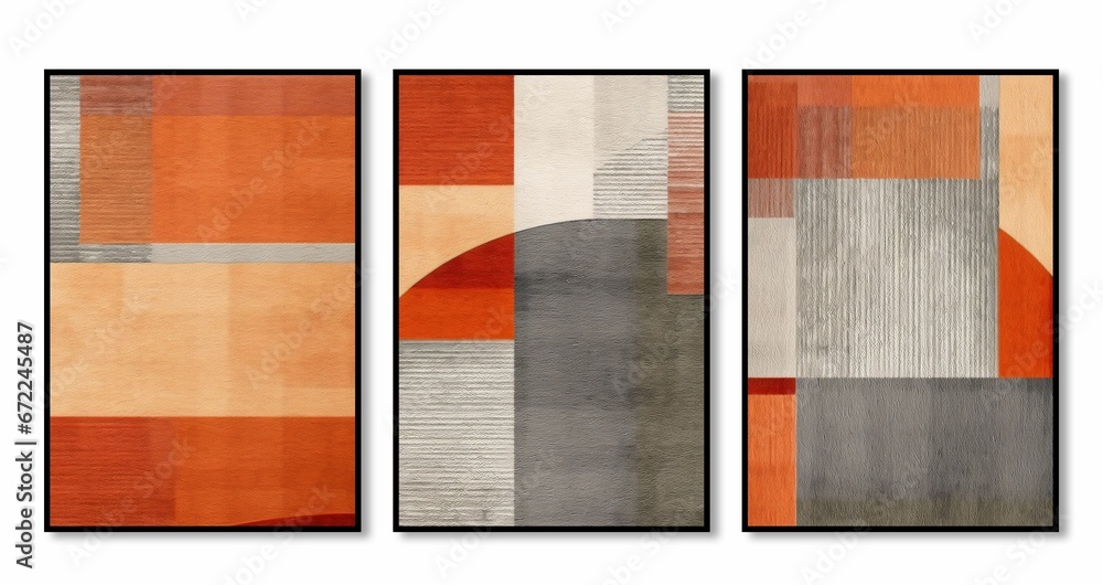 Fototapeta premium AI generated illustration of a variety of three abstract vibrant painting designs