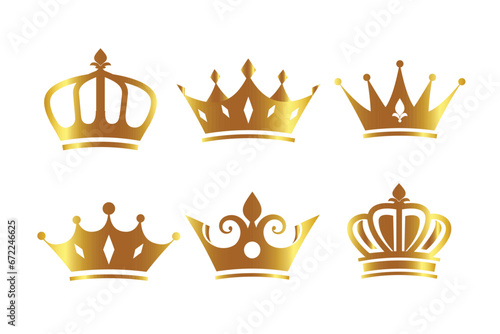 golden decorative king and queen crowns set photo