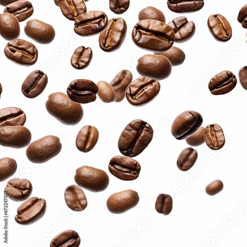 AI generated illustration of A pile of coffee beans on a white surface