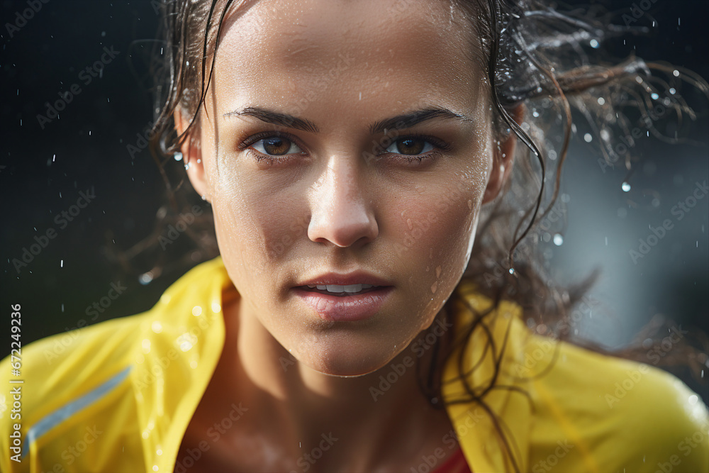 Generative AI picture of young girl running jogging wearing activewear active lifestyle flattering hair Generative AI picture of young girl running jogging wearing activewear active lifestyle flattering hair