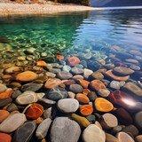 Beautiful coloured stones in a riverbed at Glacier National Park.