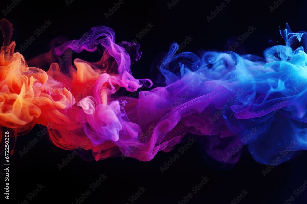Fototapeta premium Blue, orange, magenta smoke. Color smoke. Water splash. Cosmic stardust.