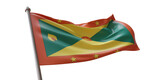 Grenada flag waving isolated on white transparent background, PNG.