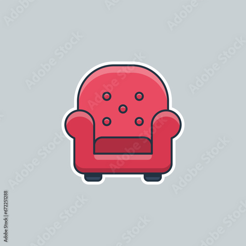 Unique Cute Red Single Sofa Flat Icon Design