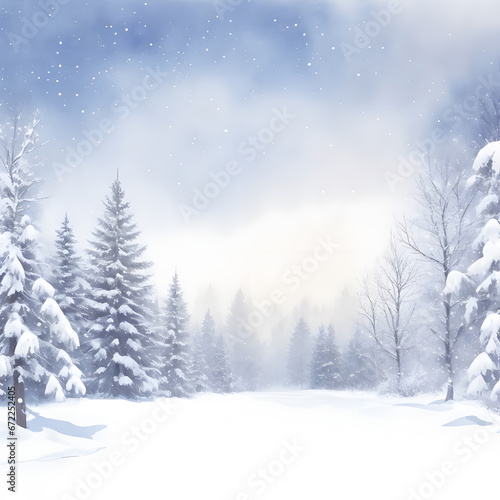 Winter background vector. Hand painted watercolor drawing for Christmas and Happy New Year season. Background design for invitation, cards, social post, ad, cover, sale banner and invitation.