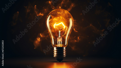 A light bulb burning on a dark background