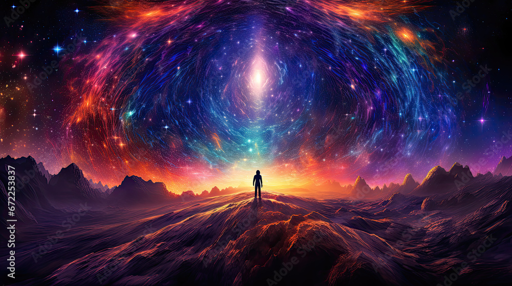 cosmic view spiritual night new age cosmos  galaxy - by generative ai