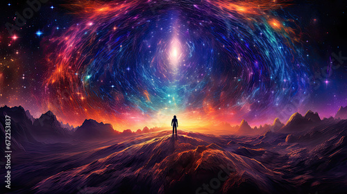 cosmic view spiritual night new age cosmos  galaxy - by generative ai photo