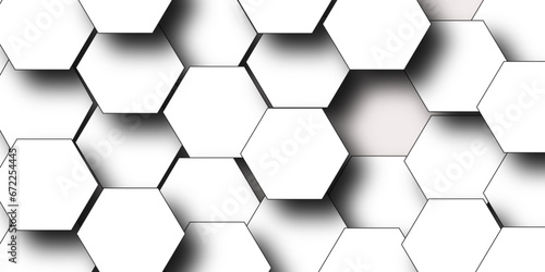 Fototapeta Naklejka Na Ścianę i Meble -  Abstract white background with hexagon and hexagonal background. geometric mesh cell texture. Luxury white pattern with hexagons. Vector illustration.3D futuristic abstract honeycomb mosaic background