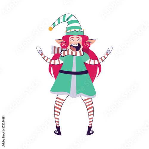 Elf Character for Merry Christmas, Isolated in Retro Cartoon Style © illustratiostock