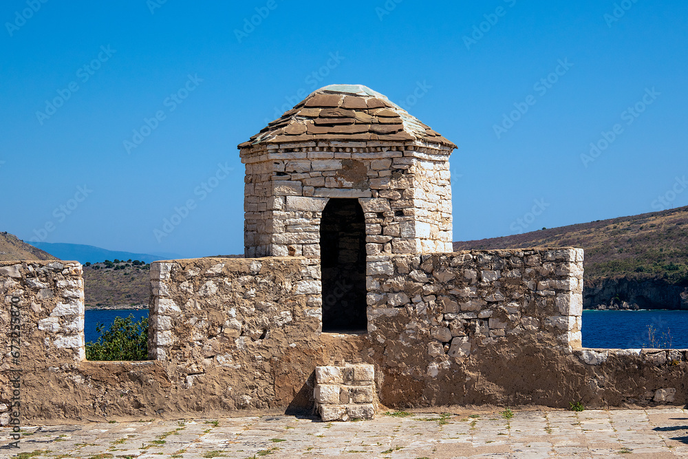 Watch Tower in old ruins in Porto Palermo, Albania