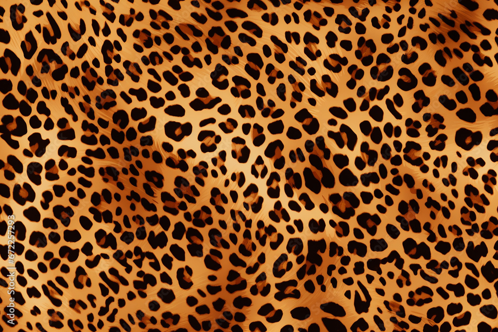 The illustration pattern of the leopard fur background. The animal printed texture. Generative AI. - obrazy, fototapety, plakaty 