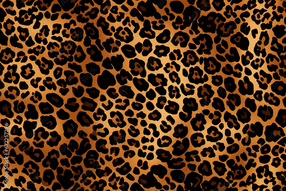 The illustration pattern of the leopard fur background. The animal printed texture. Generative AI. - obrazy, fototapety, plakaty 