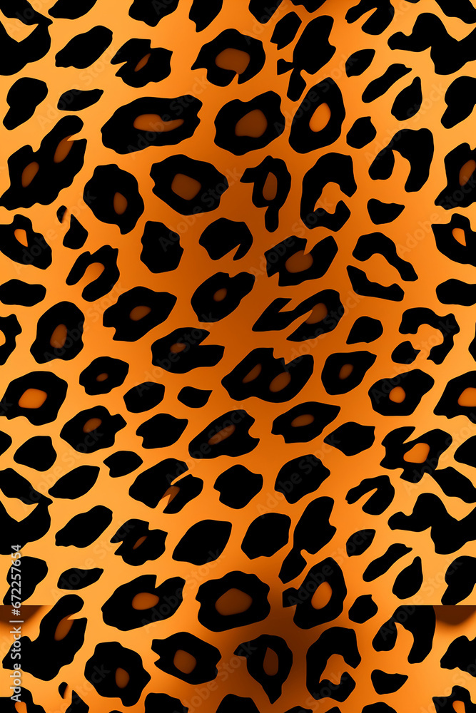 a repeating leopard pattern texture in seamless shades of orange and black. Generative AI. a repeating leopard pattern texture in seamless shades of orange and black. Generative AI.