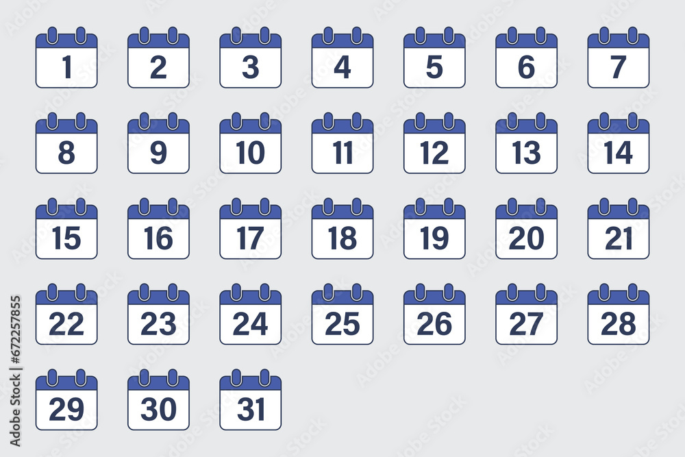 Calendar icon vector illustration. Date day on isolated background. Set of dates sign concept. Calendar icon vector illustration. Date day on isolated background. Set of dates sign concept.