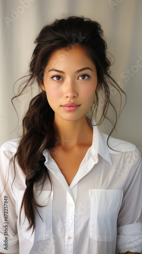 A Pretty Eurasian Woman Wearing White Shirt Front , Background Image, Best Phone Wallpapers