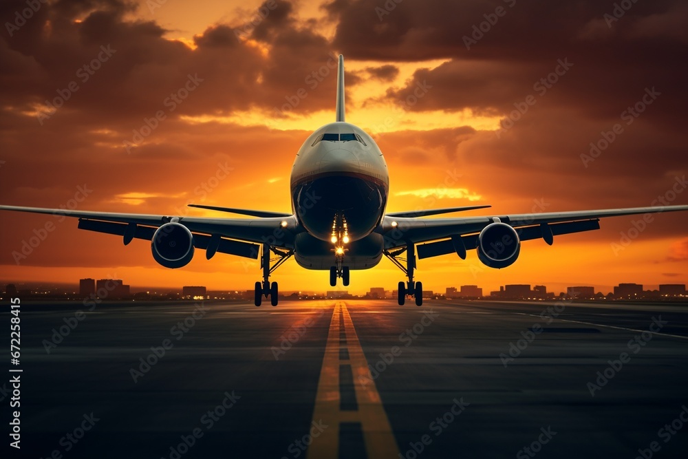 A front plane at sunset A front plane at sunset