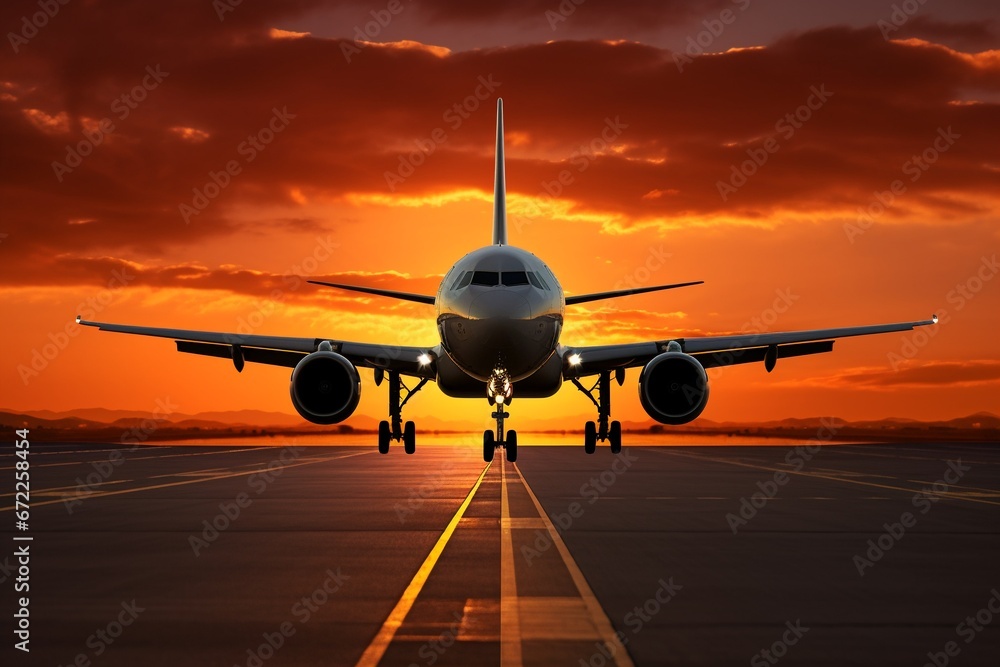 Obraz premium A front plane at sunset