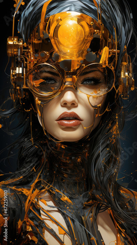 Biomechanical Beautiful Woman Cosmic Radiation Retro Background Image, Best Phone Wallpapers