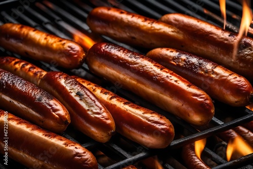 Sausages sizzle on the grill, their rich and savory scent filling the atmosphere.