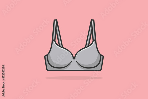 Vibrant Asymmetric Gym Bra For Women And Girls Wear vector illustration. Sports and fashion objects icon concept. Girls underwear bra vector design with shadow.