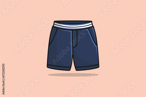 Men Sports and Swimming Shorts With Compression Leggings Inner Tight Shorts vector illustration. Fashion objects icon concept. Boys swimming short knicker vector design with shadow.