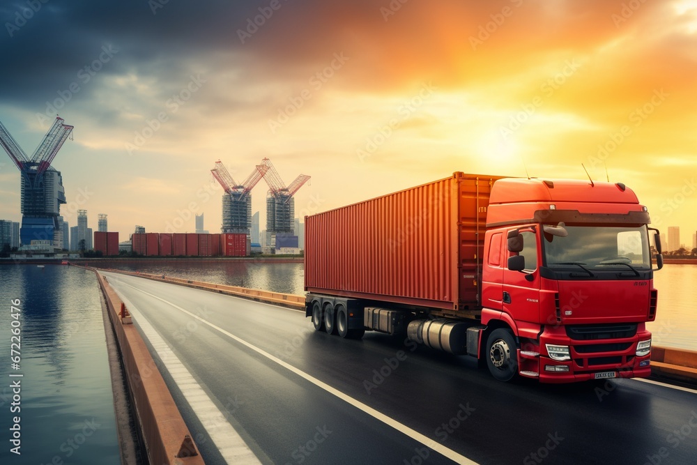 Transportation and Logistics in the Import-Export Industry: Truck Container Cargo Ships Transportation and Logistics in the Import-Export Industry: Truck Container Cargo Ships