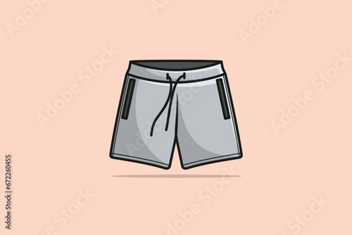 Men Active Shorts With Compression Leggings Inner Tight Shorts vector illustration. Fashion objects icon concept. Boys swimming short knicker vector design with shadow.