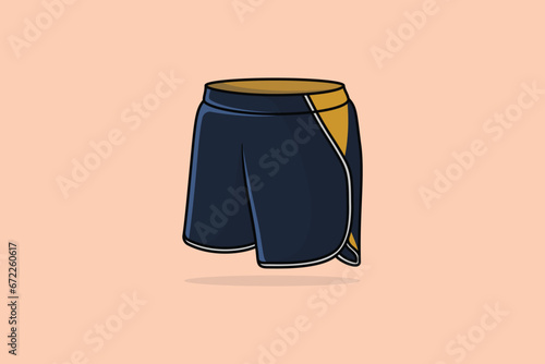 Sports Game or Exercise Short Knicker and Casual Wear vector illustration. Fashion objects icon concept. Boys comfortable shorts with compression leggings inner tight vector design.