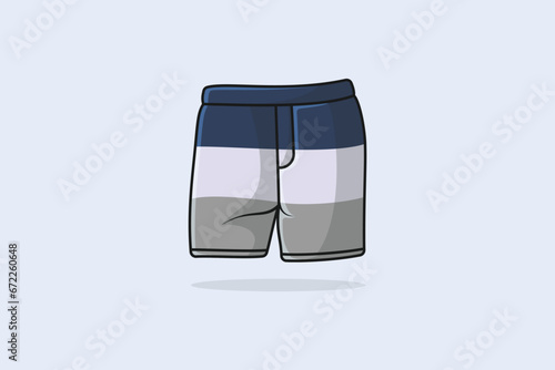 Man and Boys Swimming Short Knicker and Casual Wear vector illustration. Fashion objects icon concept. Men active shorts with compression leggings inner tight shorts vector design.