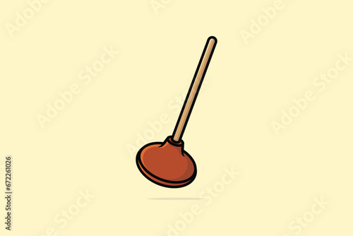 Red Toilet Plunger vector illustration. Cleanliness object icon design concept. Toilet cleaner plunger vector design with shadow.