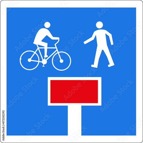 Panneau routier: Impasse comportant une voie pour les piétons et les cyclistes 