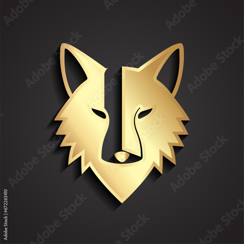 3d golden canine head simple beautyful logo