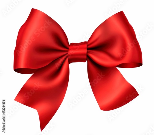 AI generated illustration of a red ribbon bow on a white background